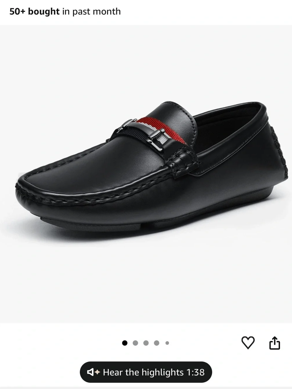 Kids Black Dress Loafers with Red Accent